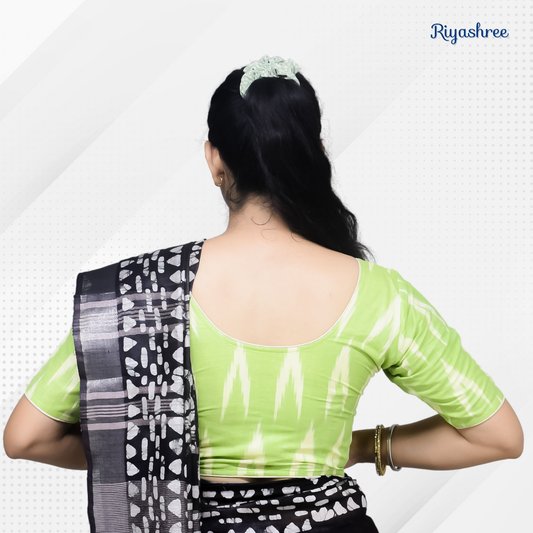 Evariya Women's Ready-to-Wear Cotton Ikkat Print Saree Blouse - Stitched | BLOU 055