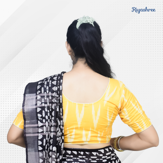 Evariya Women's Ready-to-Wear Cotton Ikkat Print Saree Blouse - Stitched | BLOU 058