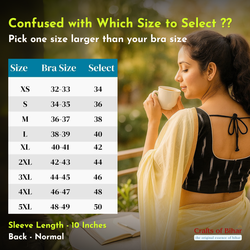 Riyashree Women's Ikkat Cotton Saree Blouse Pack of 2 - Readymade, Festive & Daily Use | BLOU 05 08
