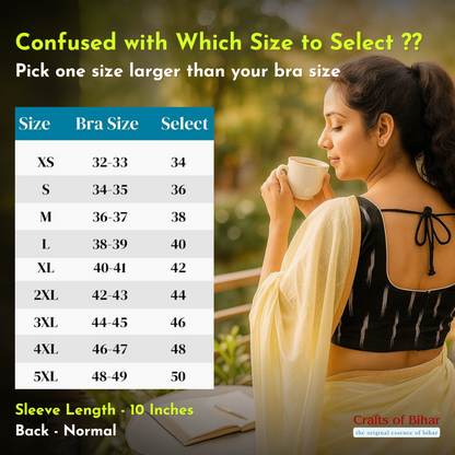 Riyashree Women's Ikkat Cotton Saree Blouse Pack of 2 - Readymade, Festive & Daily Use | BLOU 05 08