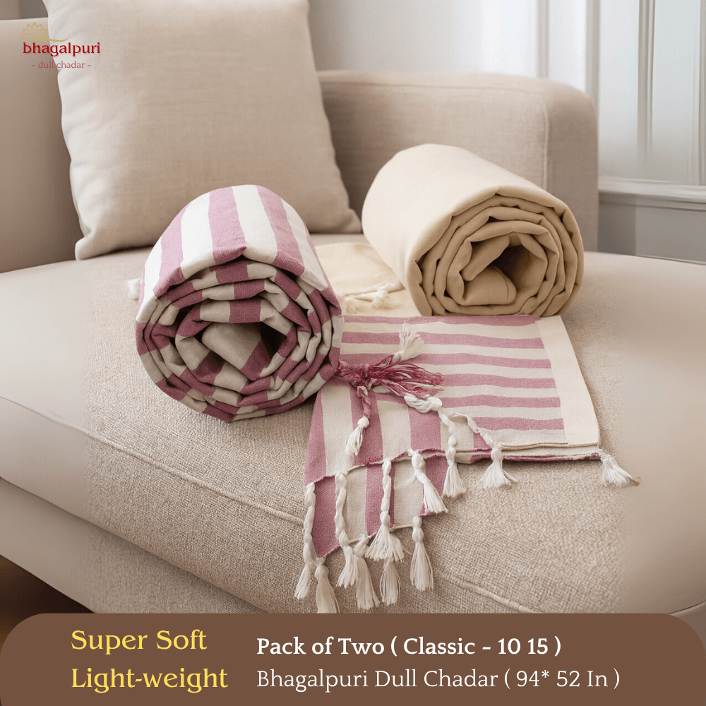 Travel & Lightweight - Classic Bhagalpuri Dull Chadar Pack of Two | DULL 10 15