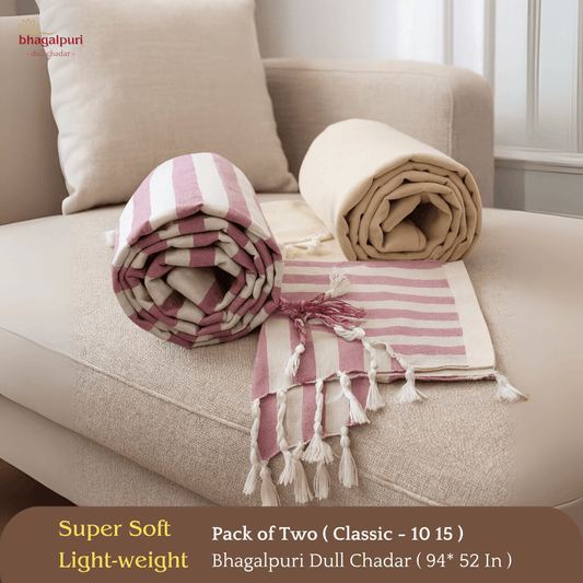 Travel & Lightweight - Classic Bhagalpuri Dull Chadar Pack of Two | DULL 10 15