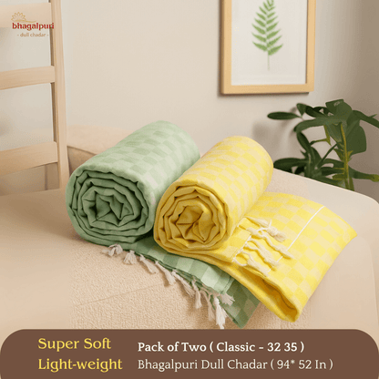 Summer & AC Blanket - Classic Bhagalpuri Dull Chadar Pack of Two | DULL 32 35