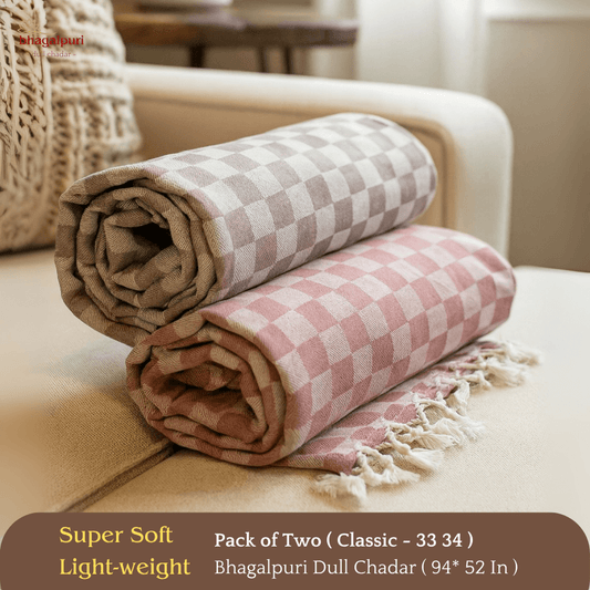Summer & AC Blanket - Classic Bhagalpuri Dull Chadar Pack of Two | DULL 33 34
