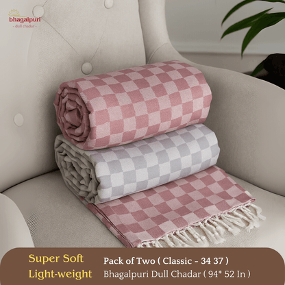 Summer & AC Blanket - Classic Bhagalpuri Dull Chadar Pack of Two | DULL 34 37