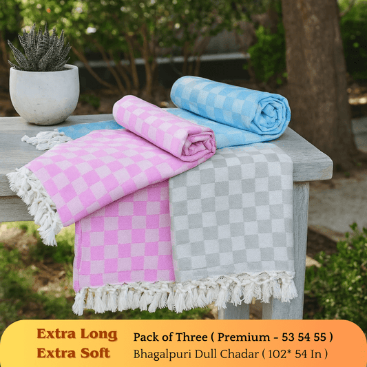 Super Soft & Gentle - Premium Bhagalpuri Dull Chadar Pack of Three | DULL 53 54 55