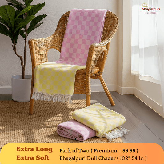 Super Soft & Gentle - Premium Bhagalpuri Dull Chadar Pack of Two | DULL 55 56