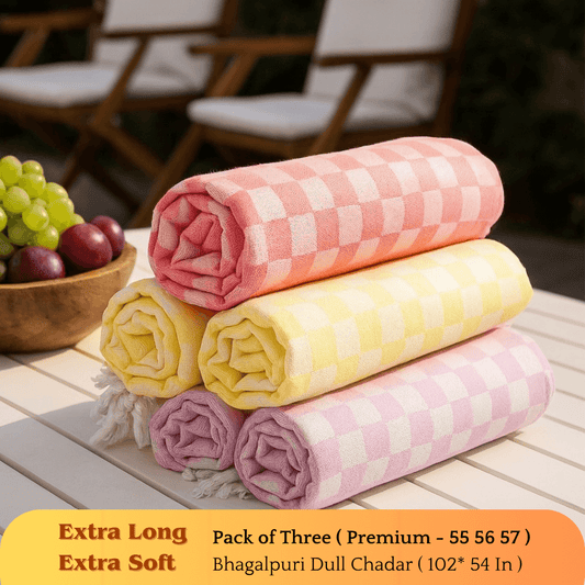 Super Soft & Gentle - Premium Bhagalpuri Dull Chadar Pack of Three | DULL 55 56 57