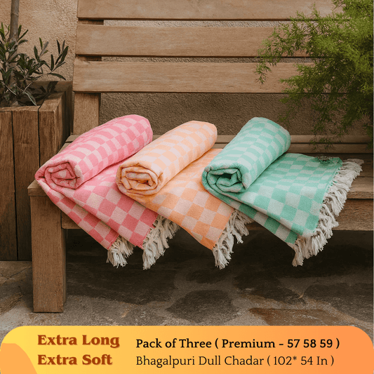 Super Soft & Gentle - Premium Bhagalpuri Dull Chadar Pack of Three | DULL 57 58 59
